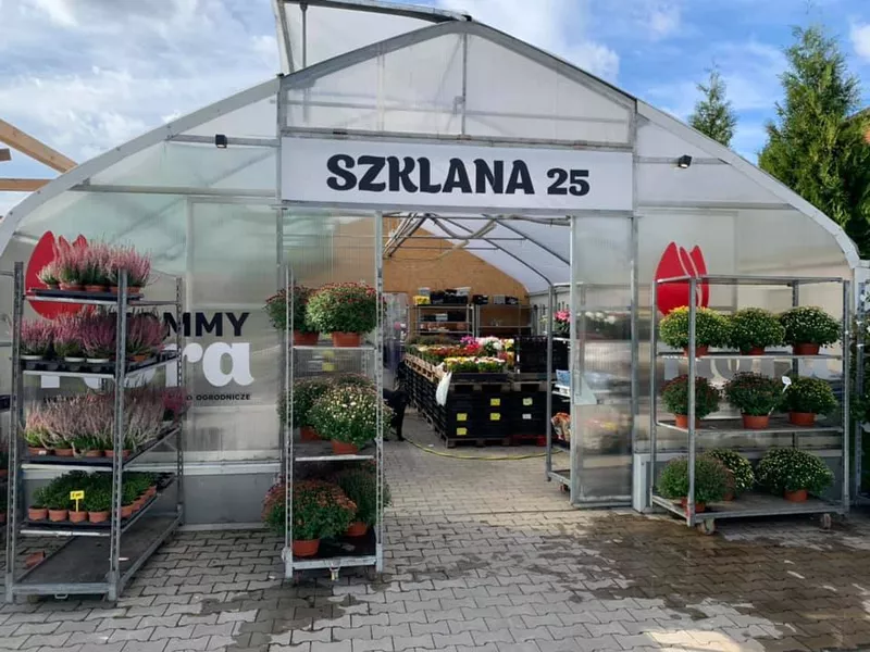 Szklarnia z kwiatami